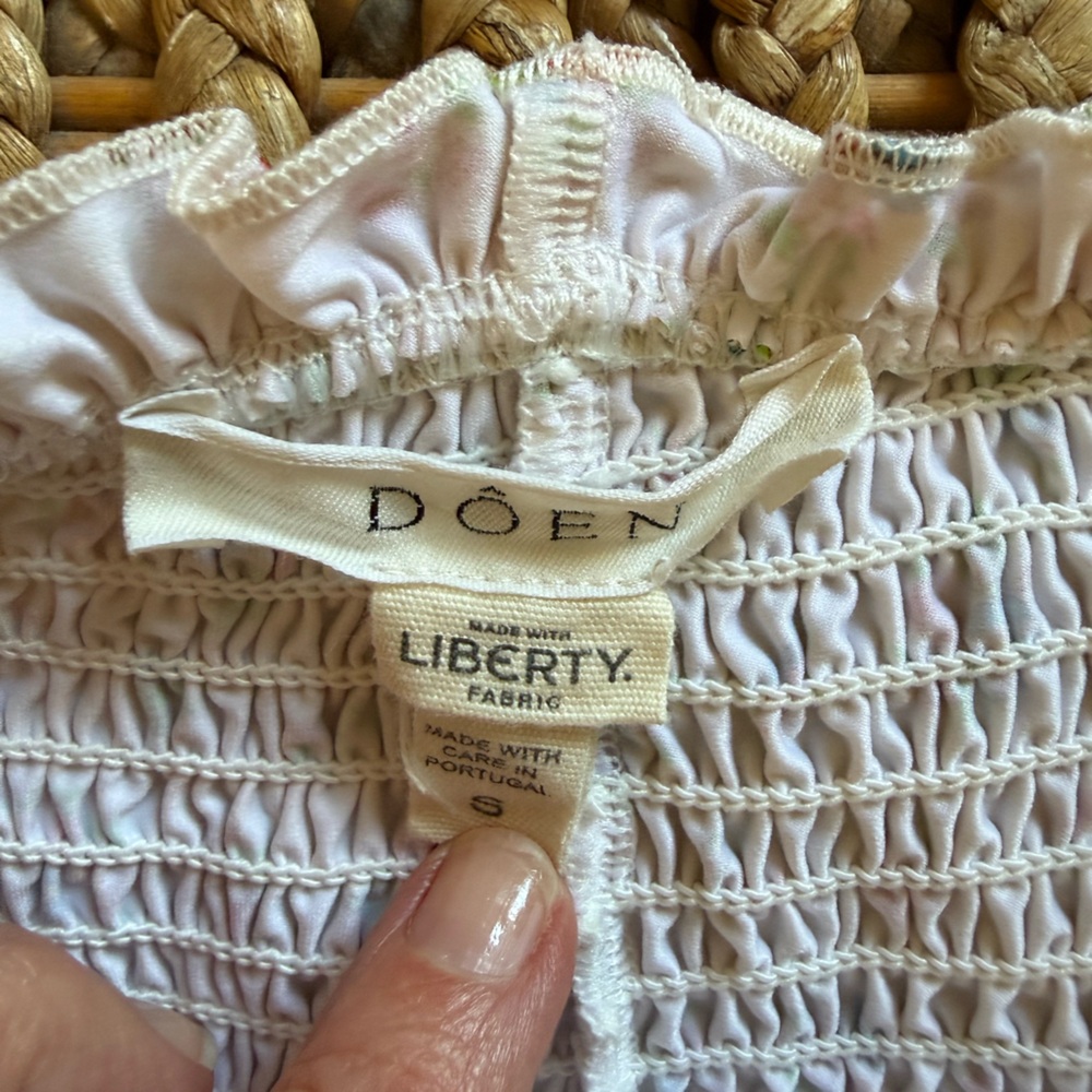 DÔEN Neptune Bikini Bottoms Size Small Cream Dylis Posy Smocked High Rise - Picture 5 of 6